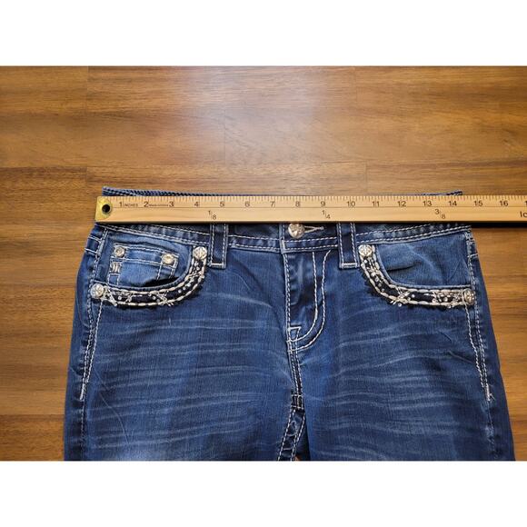 Miss Me Y2K Skinny Crop Low Rise Jeans Sz 27 Crystal Embellished Jeans - Picture 8 of 12
